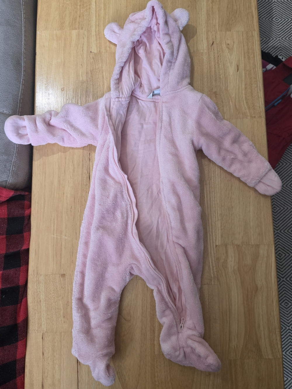 George Pink Plush Hooded Footie with Ears
